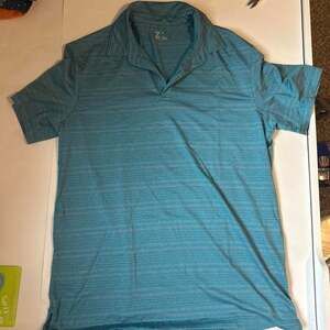 Zella Striped Polo Shirt Size S Blue Athletic Golf